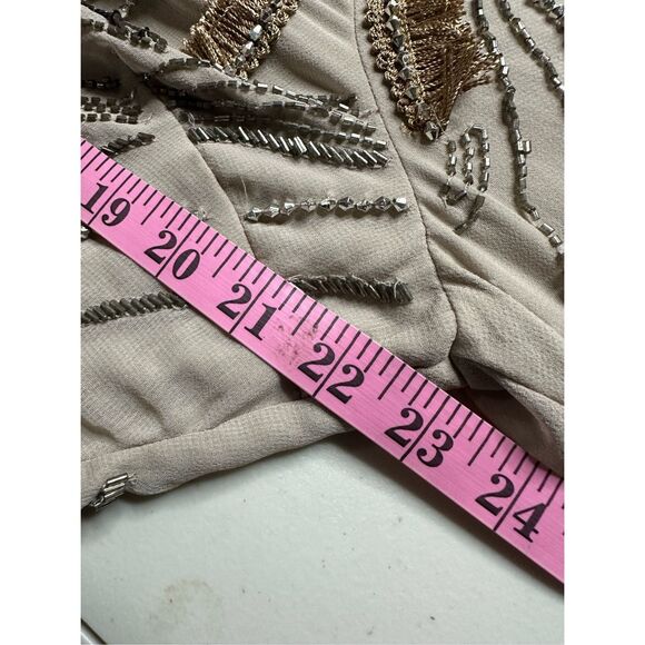 Asos Design Women's Embellished Swirl Mini Dress Taupe Size 14 🛑 - Picture 11 of 14